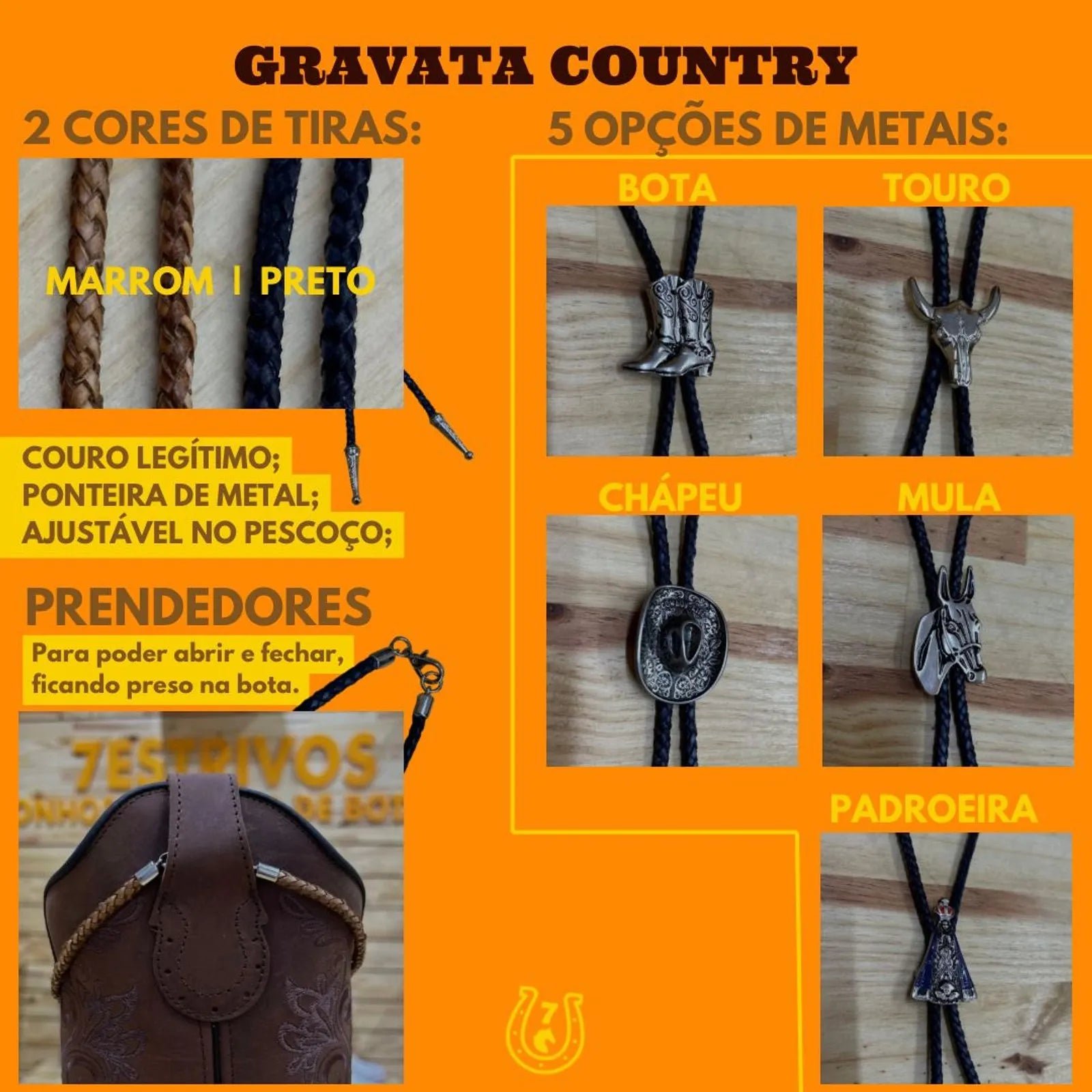 GRAVATA COUNTRY - CORDÃO PRETO PINGENTE MULA - Imagem 4