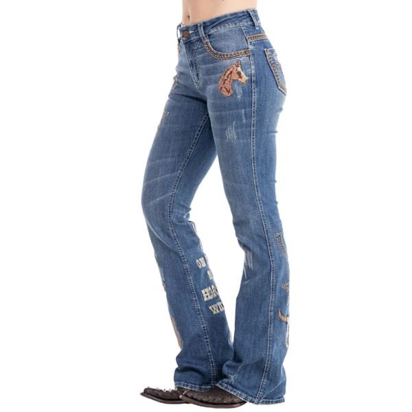 Calça Zenz Western Jeans Old Farm Bordados e Brilhos Barra – ORIGINAL - Imagem 5