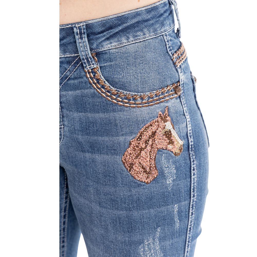 Calça Zenz Western Jeans Old Farm Bordados e Brilhos Barra – ORIGINAL - Imagem 12