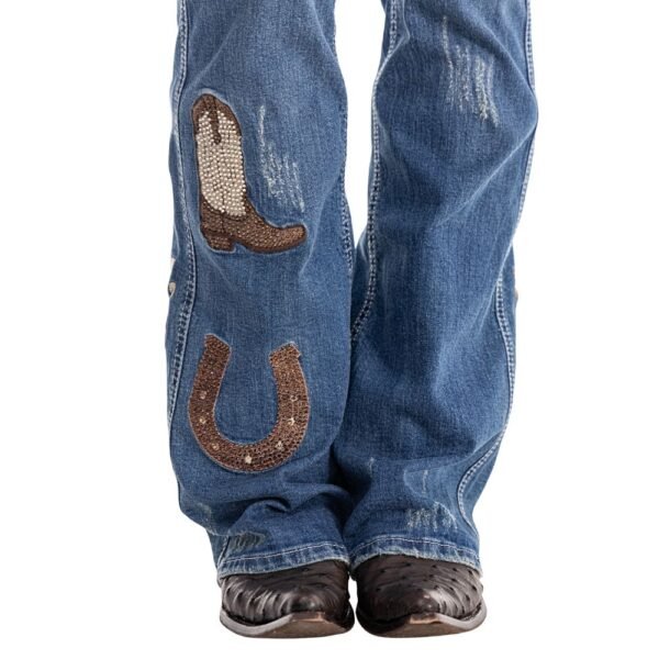 Calça Zenz Western Jeans Old Farm Bordados e Brilhos Barra – ORIGINAL - Imagem 9