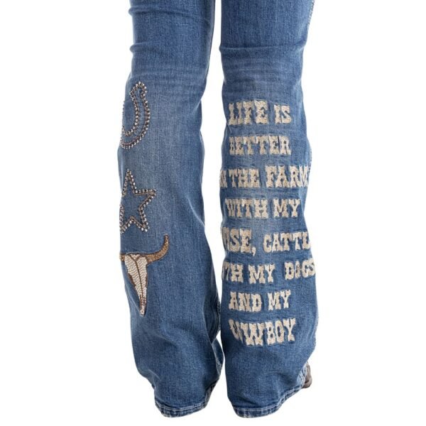Calça Zenz Western Jeans Old Farm Bordados e Brilhos Barra – ORIGINAL - Imagem 13
