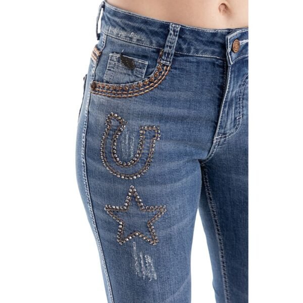 Calça Zenz Western Jeans Old Farm Bordados e Brilhos Barra – ORIGINAL - Imagem 15