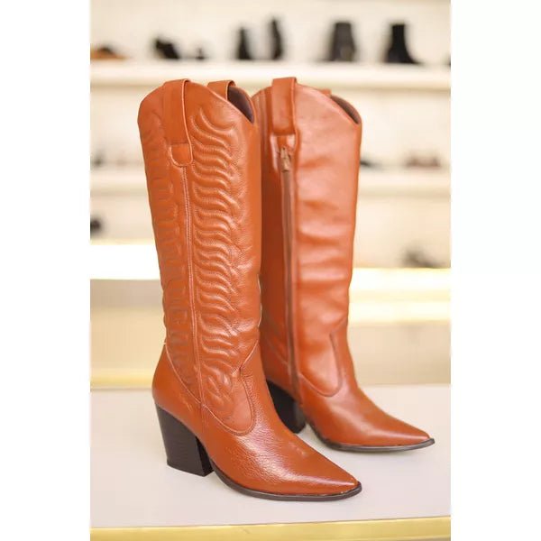 Bota Feminina Couro Legítimo Cano Longo Texas Havana - Imagem 5